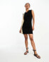 ASOS DESIGN v neck tank mini dress in black