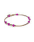 ფოტო #1 პროდუქტის Non-Tarnishing Gold filled, 3mm Gold Ball , Gold Tube Stretch Bracelet & Colorful Pink Glass Beads
