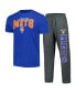 ფოტო #1 პროდუქტის Men's Charcoal, Royal New York Mets Meter T-shirt and Pants Sleep Set