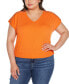 ფოტო #1 პროდუქტის Black Label Plus Size Shoulder Detail Dolman Knit Top