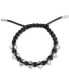 Stainless Steel 3D $kull Black Cord Slider Bracelet