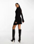 ASOS DESIGN supersoft grown on neck long sleeve mini dress in black - BLACK