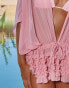 Moda Minx X Sophie Piper ruffle kaftan in baby pink