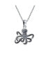 Фото #2 товара Nautical Vacation Honeymoon Ocean Marine Life Sea Creature Squid Octopus Pendant Necklace For Women Oxidized Sterling Silver