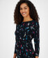 ფოტო #3 პროდუქტის Women's Printed Tie-Side 3/4-Sleeve Top