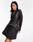 Фото #2 товара New Look sequin button through shirt in black