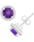 ფოტო #3 პროდუქტის Amethyst (1-1/2 ct. t.w.) & Diamond (1/5 ct. t.w.) Halo Stud Earrings in Sterling Silver (Also in Citrine, Garnet, Peridot, & Blue Topaz)