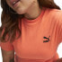 Puma Classics Ribbed Short Sleeve T-Shirt Dress Womens Orange Casual 62140560