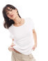 Фото #1 товара ONLY soft round neck t-shirt in white