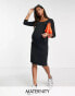 Фото #2 товара Mamalicious cotton 3/4 sleeve dress in black - BLACK