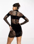 Simmi lace and velvet mini dress in black