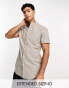 Фото #1 товара ASOS DESIGN slim fit oxford shirt with grandad collar in khaki