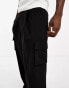 ASOS DESIGN wide cargo pocket co-ord trouser in black