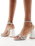 Be Mine Abina embellished sandals in ivory satin