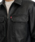 Men's Faux-Leather Zip Utility Shirt Jacket