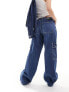 Фото #8 товара Dr Denim Hill cargo low waist relaxed fit wide straight leg jeans with pockets in pebble mid stone