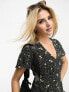 Фото #5 товара New Look lemon print tie back mini dress in black