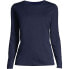 ფოტო #10 პროდუქტის Women's Petite Relaxed Supima Cotton Long Sleeve Crewneck T-Shirt