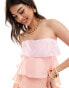 Forever New bandeau tiered ruffle mini dress in pink and orange