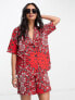 ASOS DESIGN oversized shirt co-ord in red bandana print