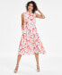 Women's Sleeveless Floral-Print Tiered Midi Dress