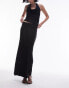 Topshop Co-ord Jacquard mid-rise bias maxi skirt in black