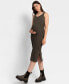 Women's Ribbed Maternity Nursing Midi Dress