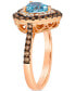 Фото #3 товара Sea Blue Aquamarine (1-1/10 ct. t.w.) & Diamond (5/8 ct. t.w.) Heart Halo Ring in 14k Rose Gold