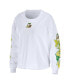 ფოტო #3 პროდუქტის Women's White Oregon Ducks 3-Hit Cropped Long Sleeve T-shirt