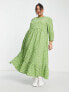 Glamorous Curve maxi smock dress in green white floral