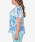 ფოტო #4 პროდუქტის Plus Size Hyannisport Patchwork Leaf T-Shirt with Lace Detail