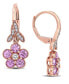 ფოტო #1 პროდუქტის Pink Sapphire (1-1/4 ct. t.w.) & Diamond (1/7 ct. t.w.) Flower Drop Earrings in 10k Rose Gold