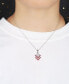 Silver-Tone Ruby Accent Triangle Pendant Necklace