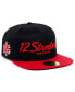 Men's Black 12 Streeters Black Fives Snapback Adjustable Hat