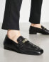 Walk London – Woddy – Leder-Loafers in Schwarz mit Kettenverzierung