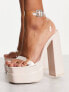 Public Desire Wide Fit Calla platform heeled sandals in beige patent