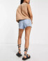 Topshop Petite denim comfort stretch Mom shorts in bleach