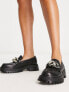 Фото #1 товара Stradivarius chunky flat loafers with chain detail in black