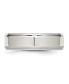 Stainless Steel Polished 7mm Ridged Edge Band Ring