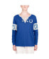 Фото #2 товара Women's Blue Indianapolis Colts Lace-Up Notch Neck Long Sleeve T-shirt