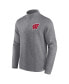 Men's Heather Gray Distressed Wisconsin Badgers Vintage-Like Fleece Quarter-Zip Jacket