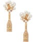 Фото #2 товара Gold-Tone Crystal & Imitation Pearl Champagne Statement Earrings