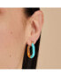 ფოტო #2 პროდუქტის Women's Oval Enamel Hoop Earrings