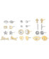 ფოტო #1 პროდუქტის Two-Tone 12-Pc. Set Crystal & Imitation Pearl Mixed Stud Earrings