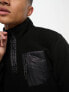 Threadbare borg 1/4 zip pullover fleece in black