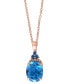 Фото #1 товара EFFY Collection eFFY® London Blue Topaz (3-1/6 ct. t.w.) & Diamond Accent Oval 18" Pendant Necklace 14k Rose Gold
