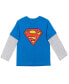 ფოტო #3 პროდუქტის Justice League Batman Superman The Flash 3 Pack Hang down Long Sleeve T-Shirts Toddler |Child Boys