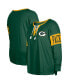 Women's Green Green Bay Packers Plus Size Lace-Up Notch Neck Long Sleeve T-shirt