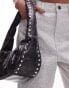 Фото #4 товара Topshop Sasha ruched stud shoulder bag in distressed finish