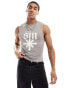 Фото #1 товара ASOS DESIGN muscle fit tank vest in grey with grunge front print